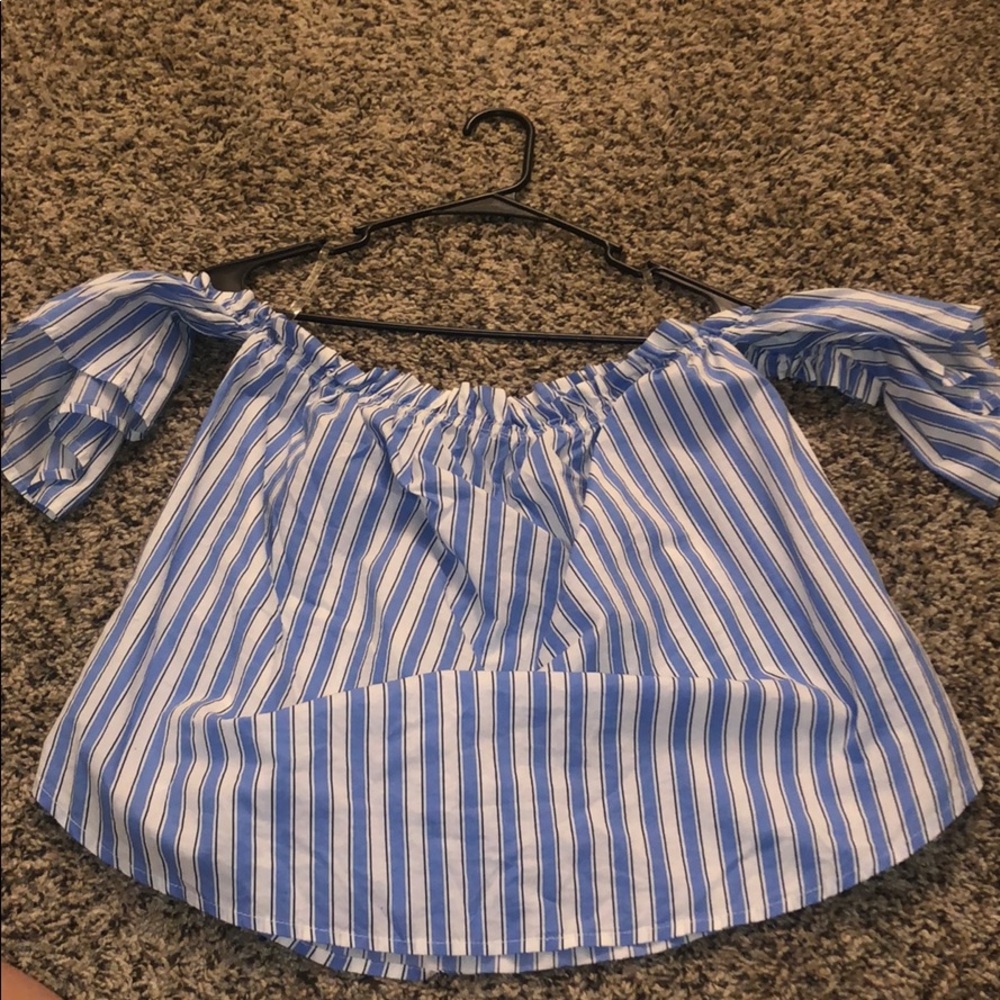 Striped off the shoulder blouse